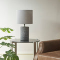 Cautes Textured Cylinder Table Lamp, Grey