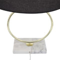 Gold Metal Ring Table Lamp W/Marble Base
